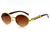Women Wood Temple Gold Frame Oval Clear Lens Eye Glasses