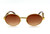 Women Wood Temple Gold Frame Oval Clear Lens Eye Glasses