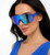 Women Sports  Cycling Blue Lens Sunglasses Oversize Single Lens Mirrored Shades