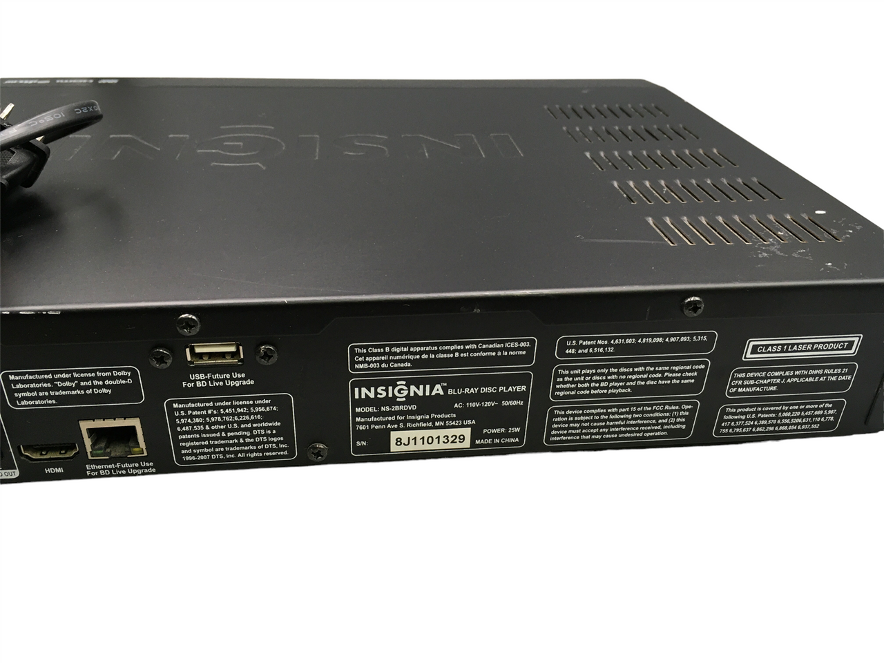 INSIGNIA NS2BRDVD BluRay Disc Player, 25W