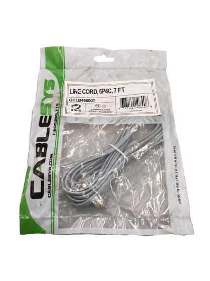 CABLE SYS,GCLB466007, LINE CORD, 6P4C,7 FT. NEW!