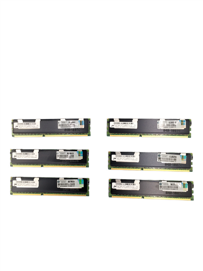 Lot Of 6 Micron 8GB 2Rx4 PC3-10600R MT36JSZF1G72PZ-1G4D1DD ECC Memory