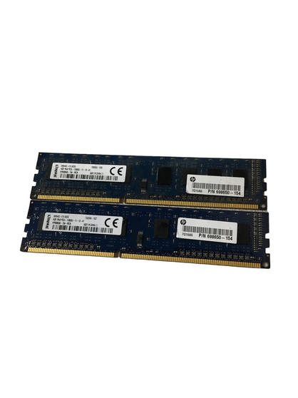 LOT OF 2 Kingston 8GB(2x4GB) HP698650-154-MCN PC3L-12800U DDR3 1600MHz Memory