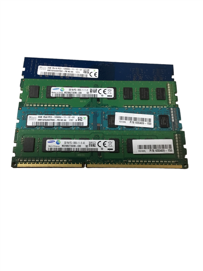 LOT OF 4 MIXED Samsung, SK hynix 2GB PC3-12800U/1600MHz Desktop Memory RAM