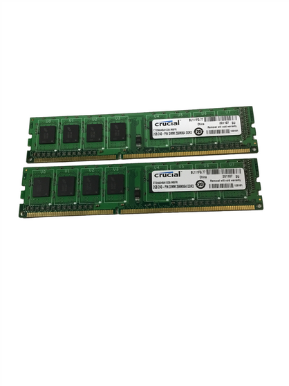 (2) Crucial CT25664BA1339.M8FR (2x2GB) 240-Pin DIMM 256MX64 DDR3 Desktop