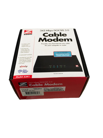 ZOOM CABLE MODEM 343 Mbps DOCSIS 3.0 MODEL 5341