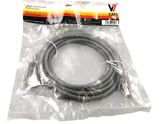 NEW V7 CAT6 UTP RJ45 M/M Grey 10Ft/3M Patch Cable V7N2C6-10F-GRYS NEW V7 CAT6 UTP RJ45 M/M Grey 10Ft/3M Patch Cable V7N2C6-10F-GRYS