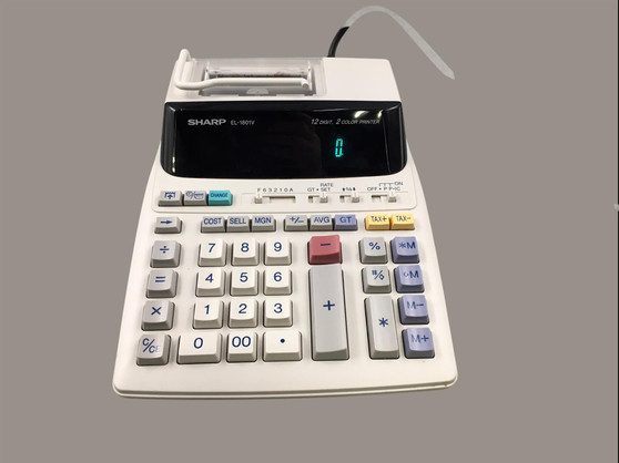 Sharp EL-180IV 12 Digit, 2 Color Printer Electronic Calculator