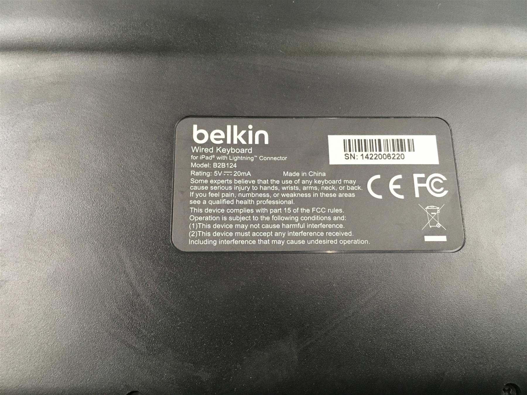 Belkin Secure Wired Keyboard for iPad with Lightning� Connector