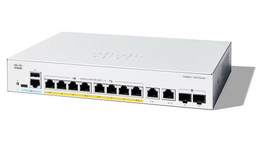 C1300-8P-E-2G Cisco Catalyst 1300 Switch, 8 Port PoE+, 2x1G Combo Uplinks, 67w, External PSU (Refurb)