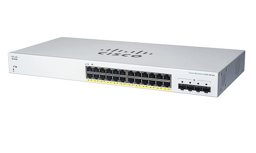 CBS220-24P-4G-NA Cisco Business 220 Smart Switch, 24 PoE+ Port, 195 watt, w/SFP Uplink (New)