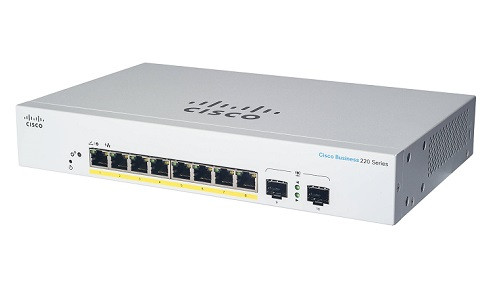 CBS220-8P-E-2G-NA Cisco Business 220 Smart Switch, 8 PoE Ports, 65 watt, w/SFP Uplink (New)