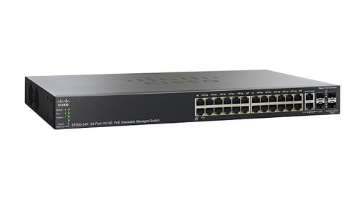 SF500-24P-K9-NA Cisco SF500-24P Stackable Managed Switch, 24 10/100 PoE+ and 4 Gigabit Ethernet Ports (New)