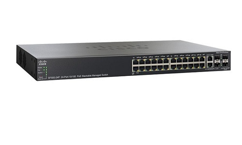 SF500-24-K9-NA Cisco SF500-24 Stackable Managed Switch, 24 10/100 and 4 Gigabit Ethernet Ports (New)