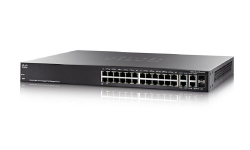 SG300-28PP-K9-NA Cisco Small Business SG300-28PP Managed Switch, 26 Gigabit/2 Mini GBIC Combo Ports, 180w PoE (Refurb)