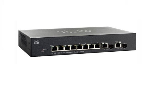 SG300-10PP-K9-NA Cisco Small Business SG300-10PP Managed Switch, 8 Gigabit/2 Mini GBIC Combo Ports, 62w PoE (Refurb)