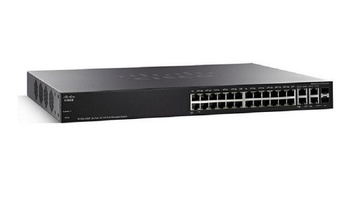 SF350-24MP-K9-NA Cisco Small Business SF350-24MP Managed Switch, 24 10/100 with 2 Gigabit SFP Combo & 2 SFP Ports, 375w PoE (Refurb)