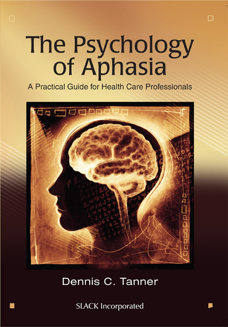 Brown Psychology of Aphasia cover with image of person's head with brain illuminated