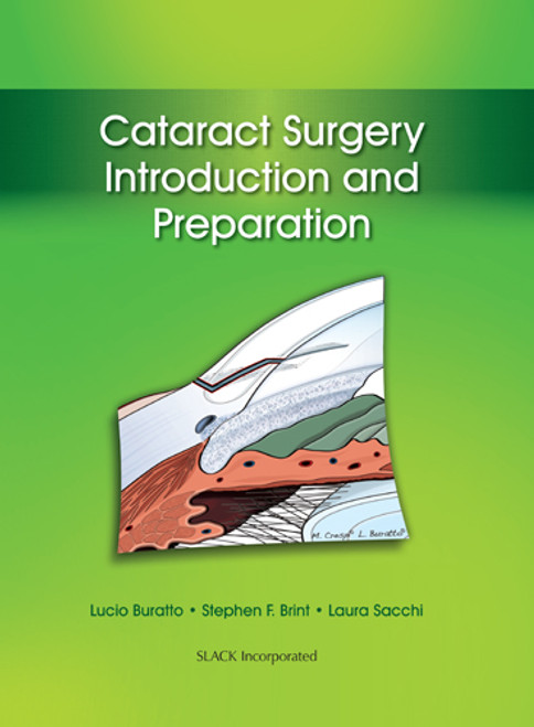 Lime green cover with cataract illustration for Cataract Surgery: Introduction and Preparation