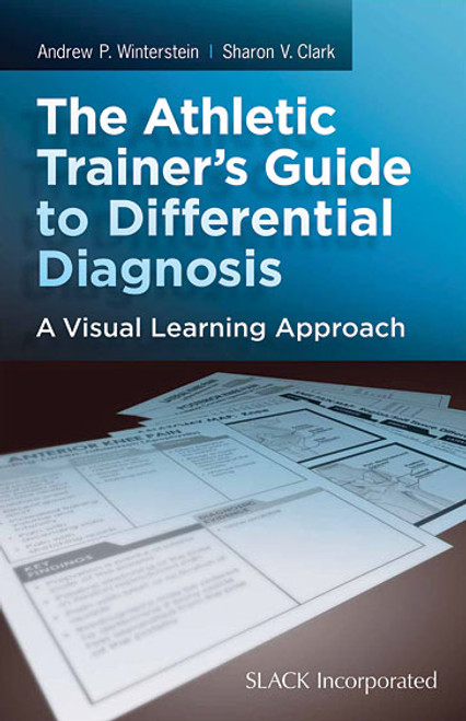 Blue cover for The Athletic Trainer's Guide to Differential Diagnosis with image of papers spread out over a desk