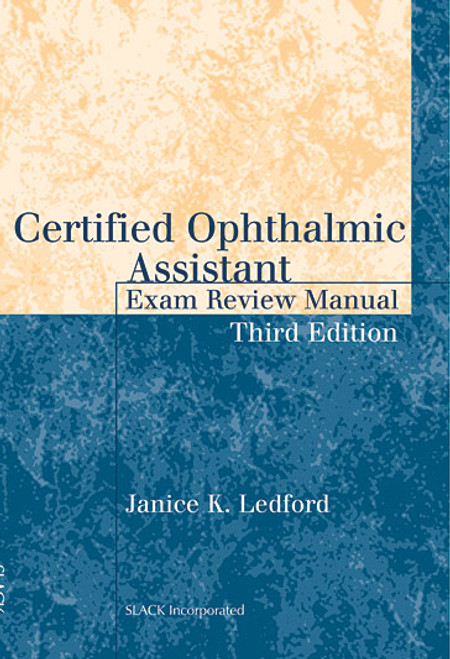 Cream and teal all-text cover for Certified Ophthalmic Assistant Exam Review Manual, Third Edition