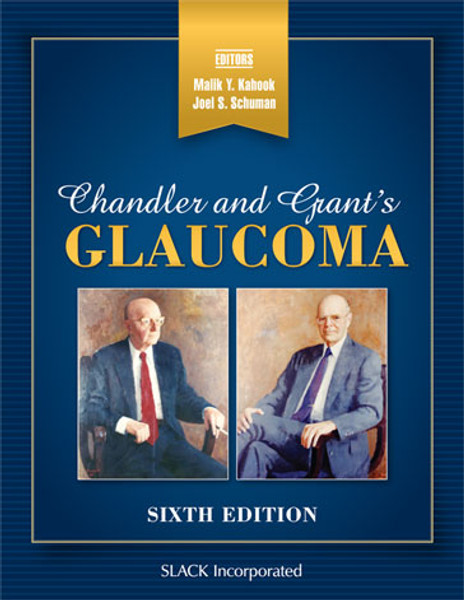 Blue cover with portraits of Chandler and Grant for Chandler and Grant's Glaucoma, Sixth Edition