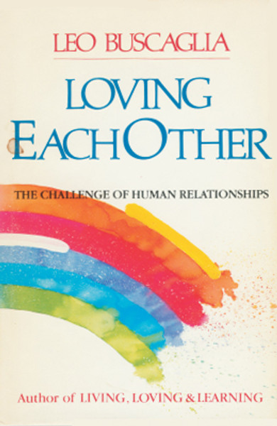 White all-text cover for Loving Each Other with rainbow graphic