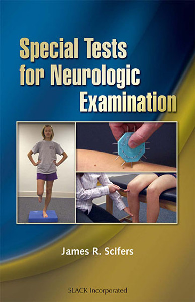 blue and yellow cover for Special Tests for Neurologic Examination with three photos of test examples