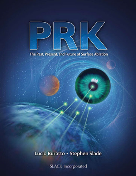 Blue space imagery of eyes on cover for PRK: Past, Present, and Future