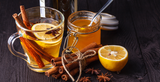 Traditional warm hot toddy ingredients.