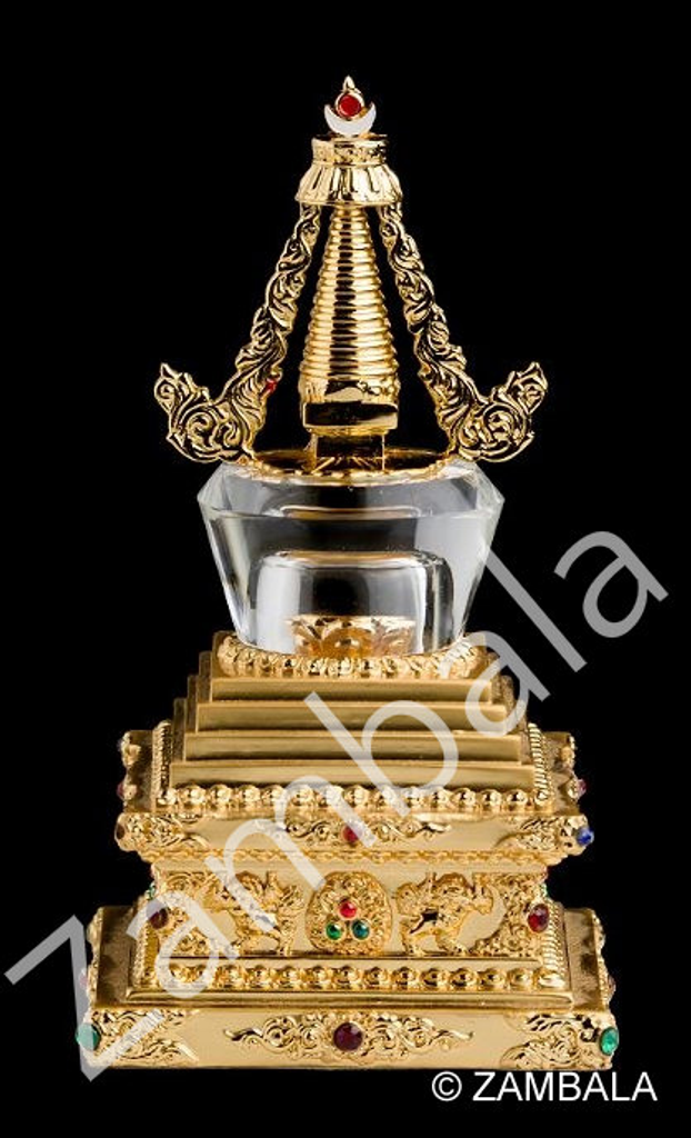 Stupa Gold Plated with Crystal Dome (S)