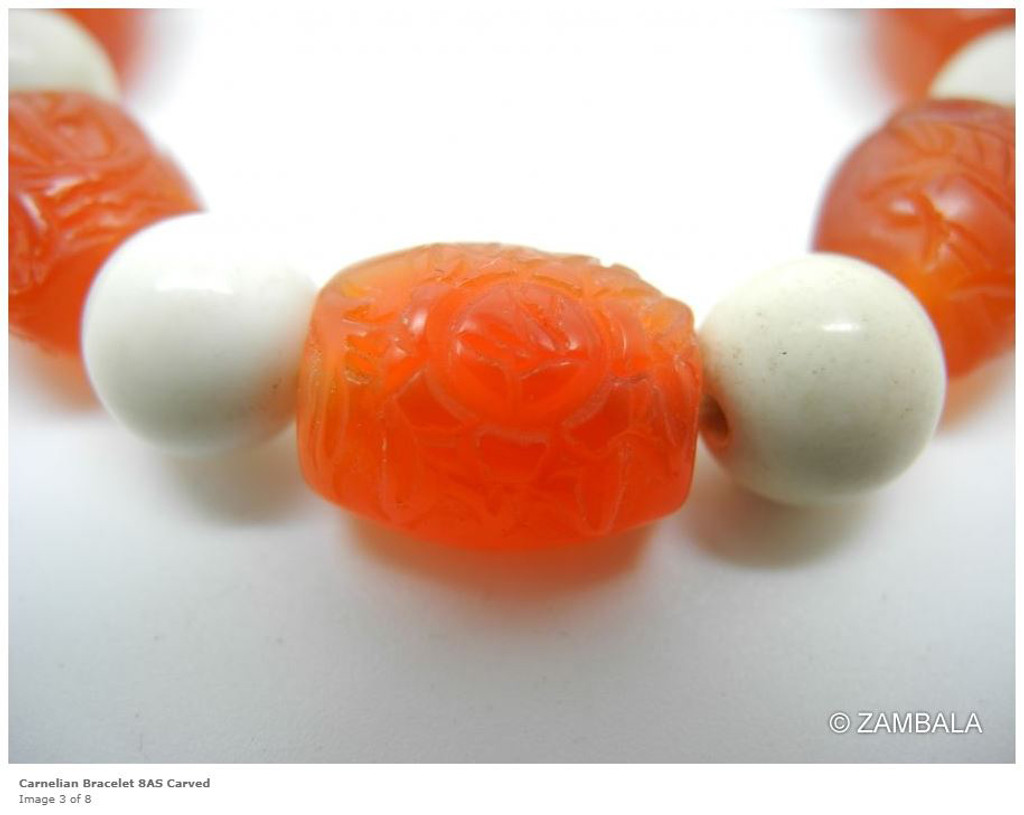 Carnelian Bracelet 8 Auspicious Carved