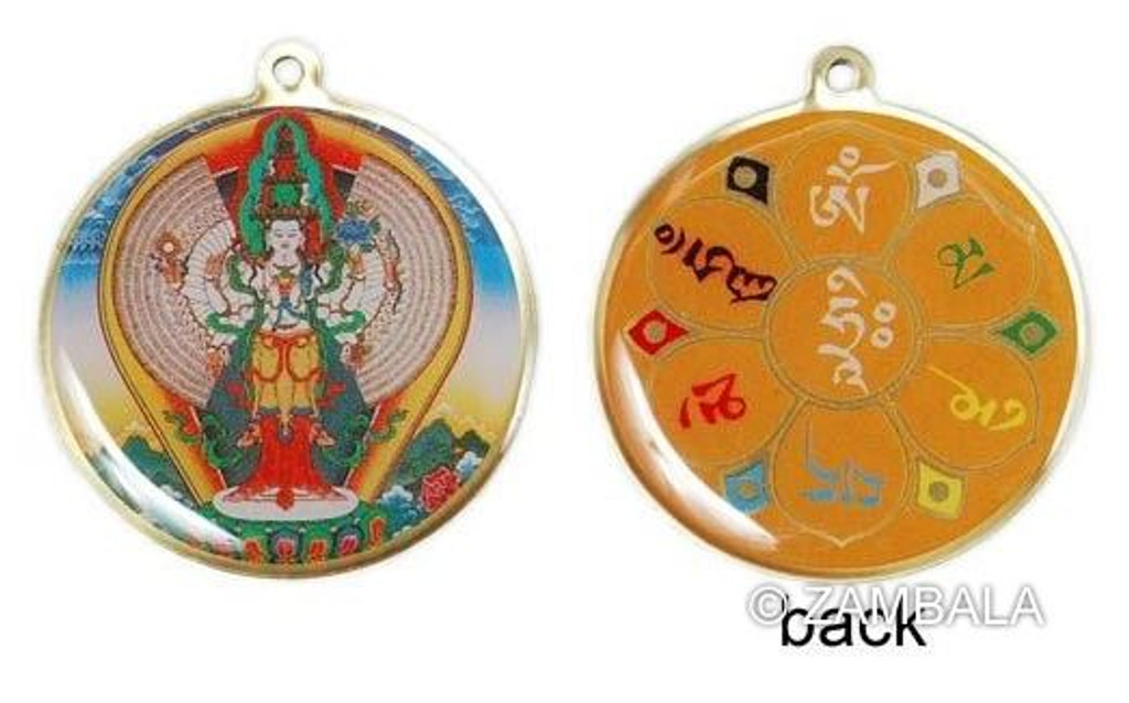 Avalokitesvara /1000 Arms Chenrezig with Mantra Enamel 