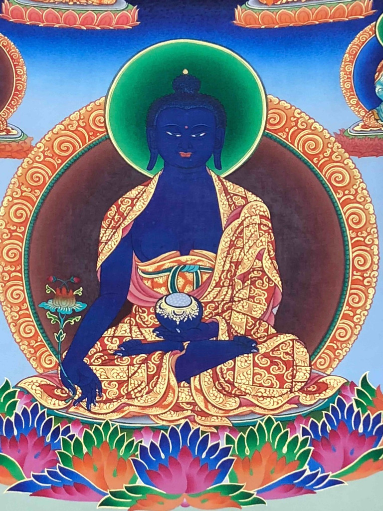 Medicine Buddha Thangka—Hand Painted