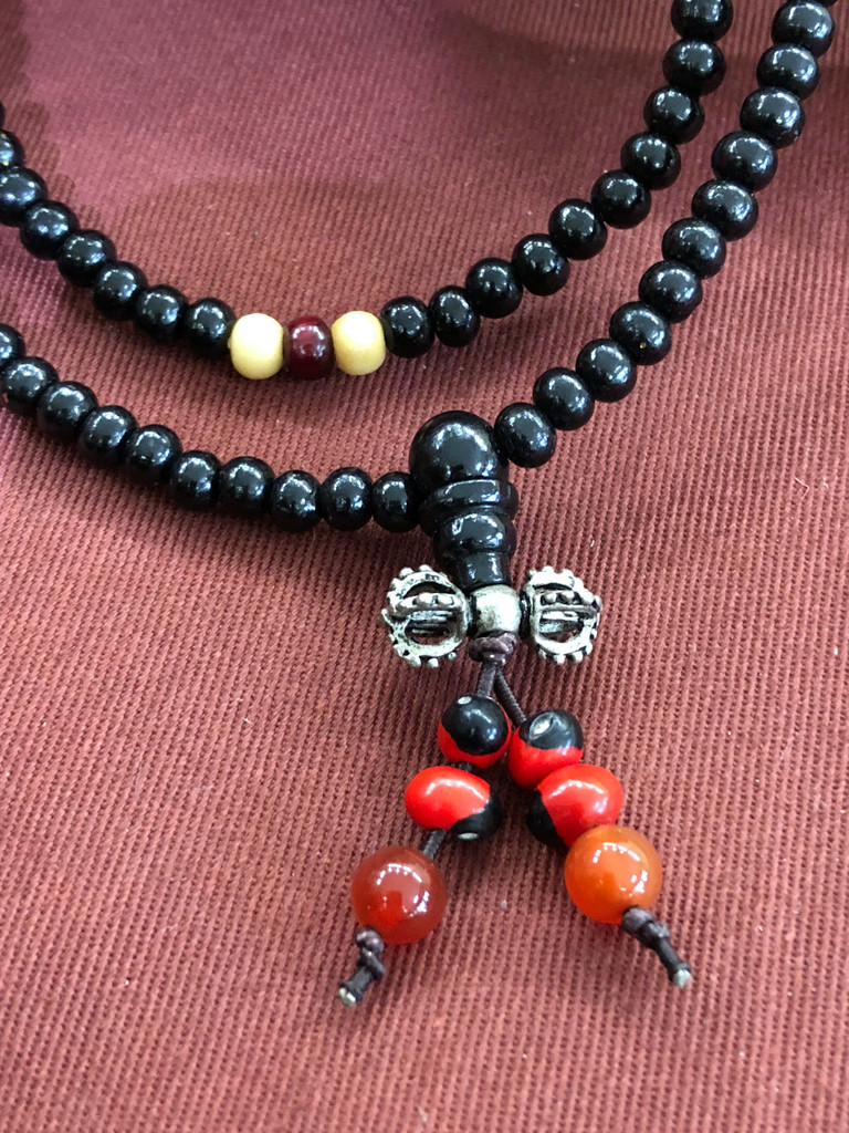 Black Sandalwood Mala 108 5mm Beads with Dorje