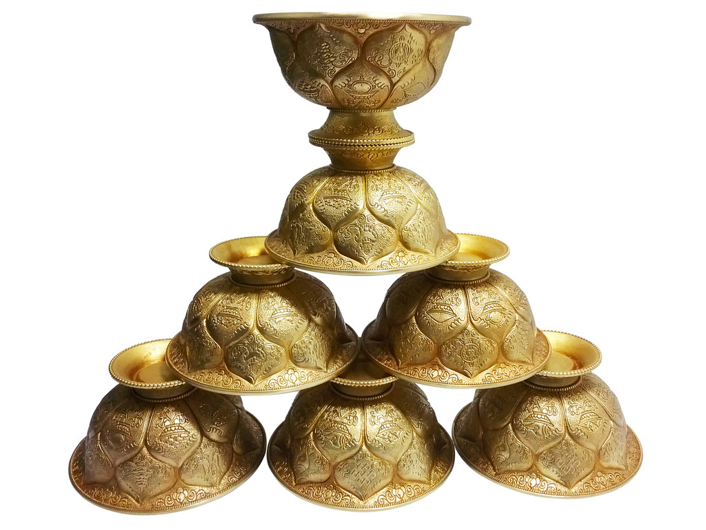 Brass Lotus Offering Bowls 7pcs  Set(S)