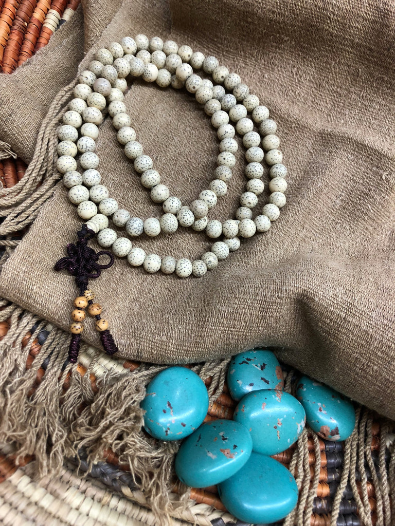 Stars & Moon Bodhi Seed  Mala 108 7-8mm Polished Beads