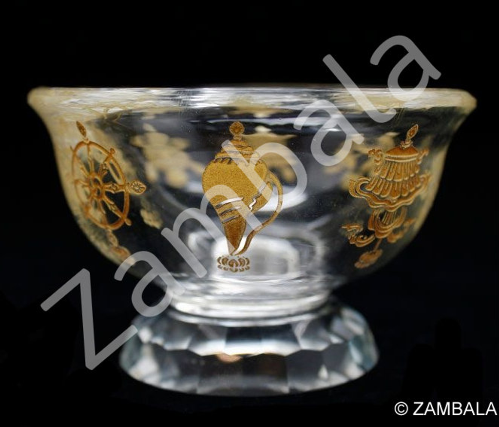 8 Auspicious Symbol Glass Offering Bowl