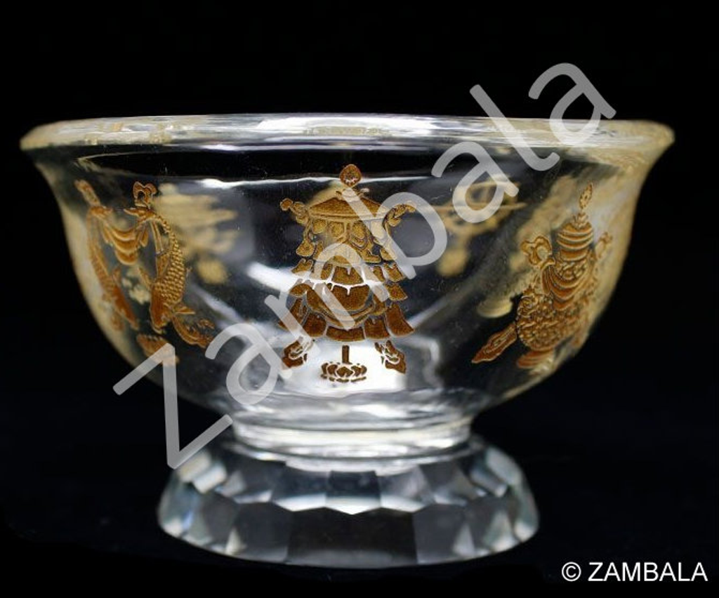 8 Auspicious Symbol Glass Offering Bowl