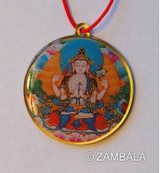   4 Arms Chenrezig with Mantra Enamel