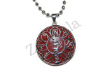 Manjushri  Syllable with Mantra Pendant Silver with metal chain