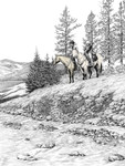 "A Day to Remember" Horses | Black & White Print with Colour Highlights by Bernie Brown