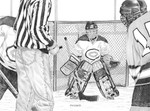 "Focused" Hockey Goalie | Black & White Print by Bernie Brown
