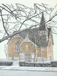 "United Church" Okotoks Church | Black & White Print with Colour Highlights by Bernie Brown
