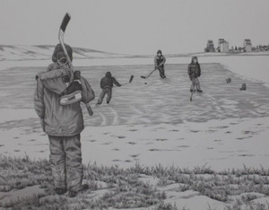 "NHL Prairie Style" Black & White mini reproduction by Bernie Brown