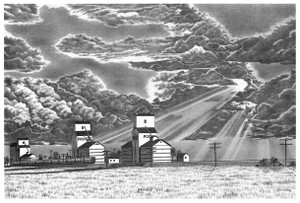 "Prairie Sky” Black & White mini reproduction by Bernie Brown "Prairie Sky” Black & White mini reproduction by Bernie Brown