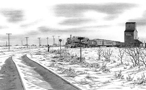 "Vintage Prairie” Black & White mini reproduction by Bernie Brown "Vintage Prairie” Black & White mini reproduction by Bernie Brown