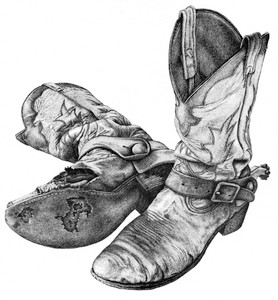 "Worn Friends” Black & White mini reproduction by Bernie Brown