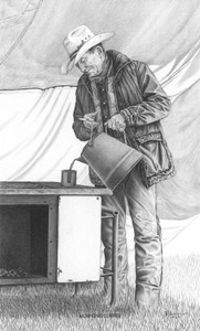 "Morning Coffee" Cowboy | Black & White Print by Bernie Brown "Morning Coffee" Cowboy | Black & White Print by Bernie Brown