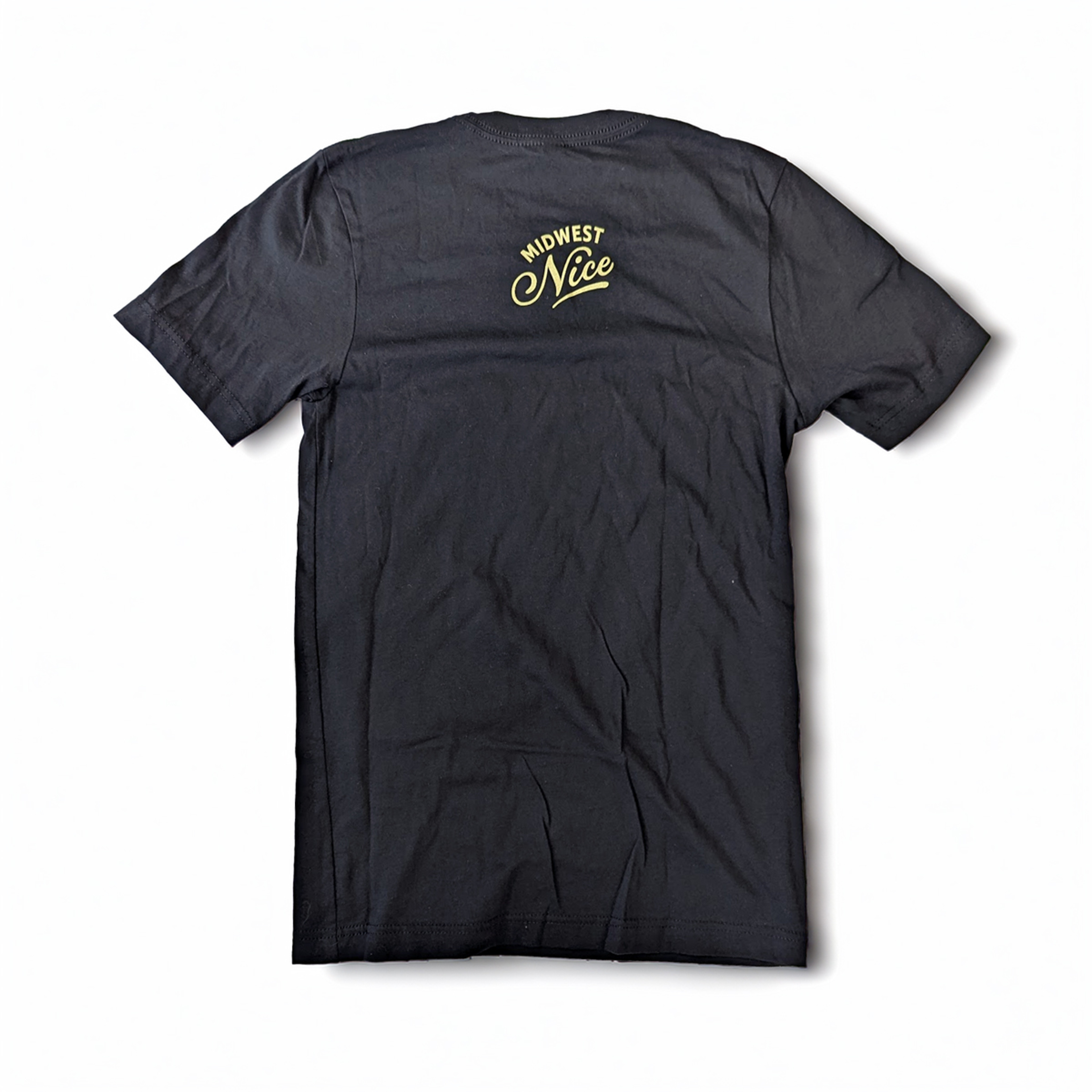 Back of the vintage black Ope! t-shirt against a white backdrop